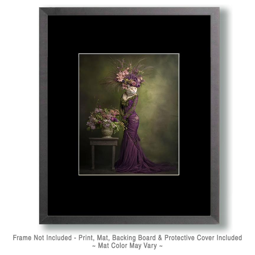 Grace the Austin Texas Cowgirl Cat - Matted Art Print for Boho Chic Southwestern Gallery - Image 2