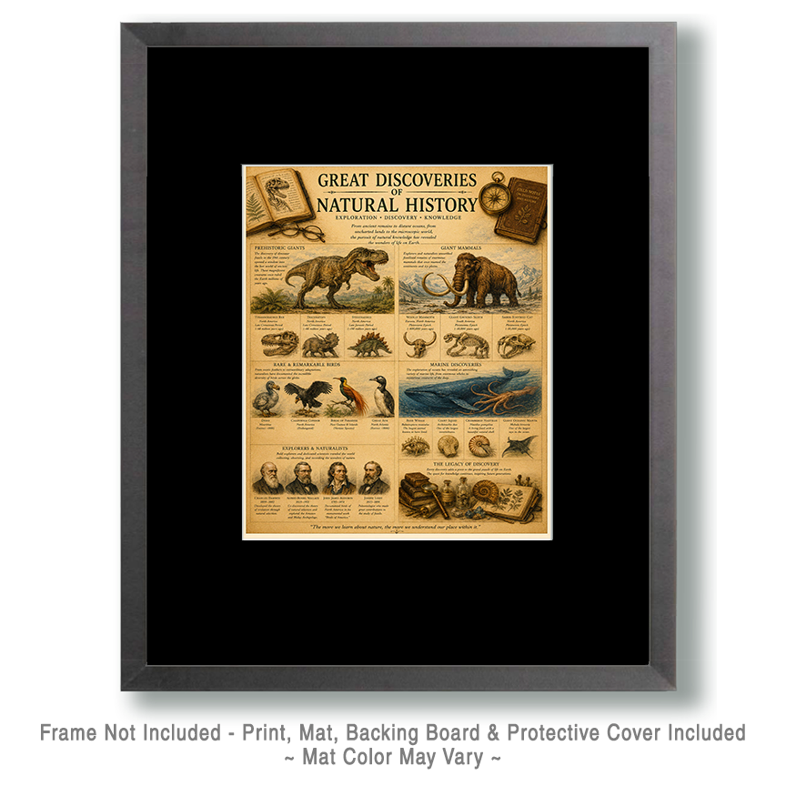 Great Discoveries of Natural History Matted Art Print - Scientific Discovery Chart - Image 2