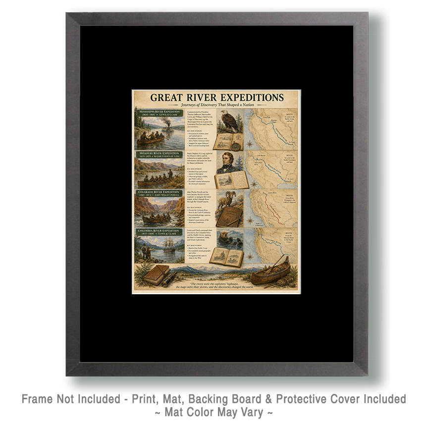 Great River Expeditions Matted Art Print - Exploration History Chart - Image 2