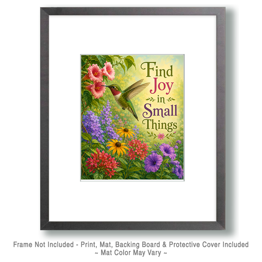 Hummingbird Wall Art Matted Art Print - Botanical Bird Decor with Inspirational Quote - Image 2