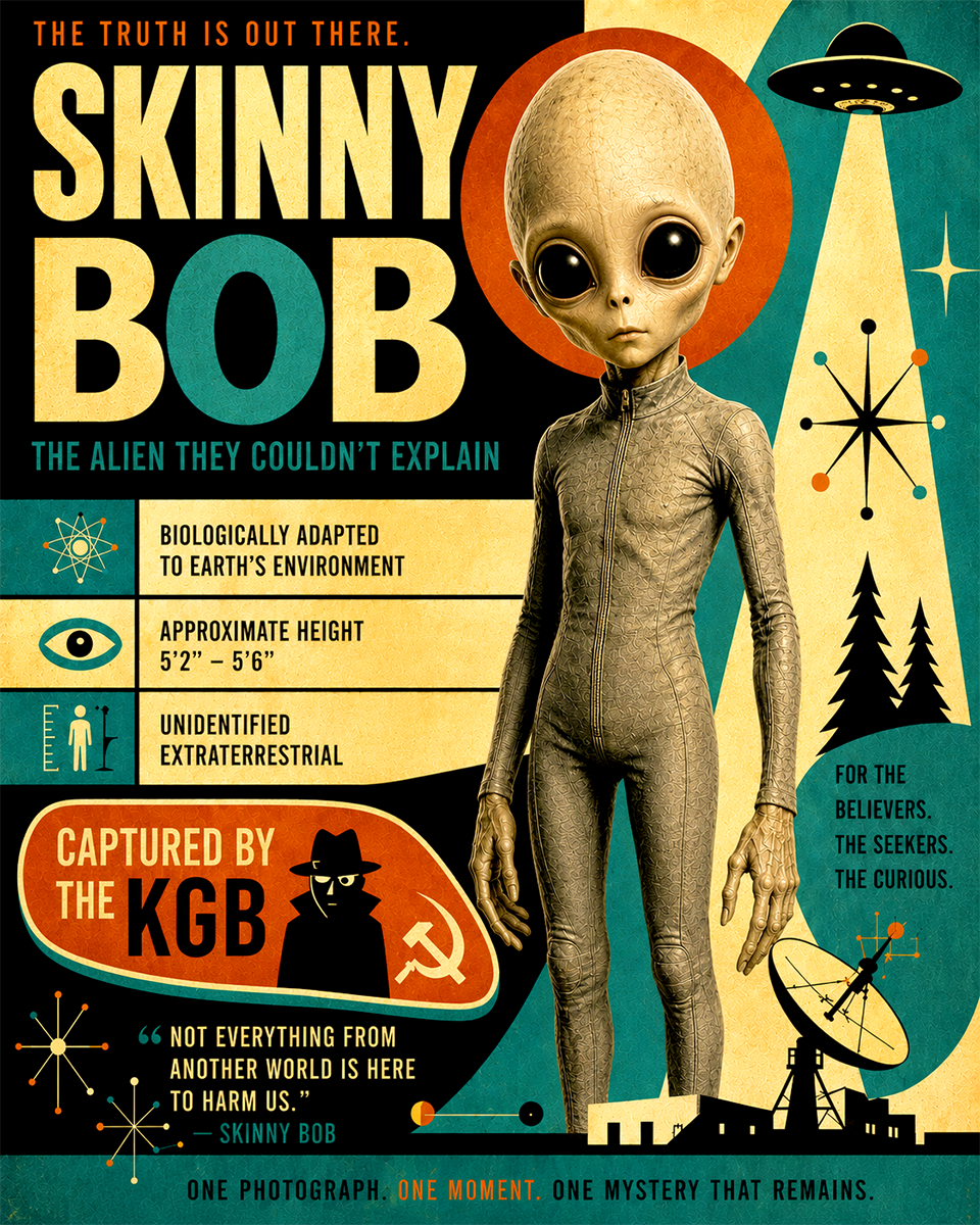 S kinny-Bob-Gray-Alien-Vintage-Style-Matted-Print-Wholesale-UFO-Sci-Fi-Wall-Art