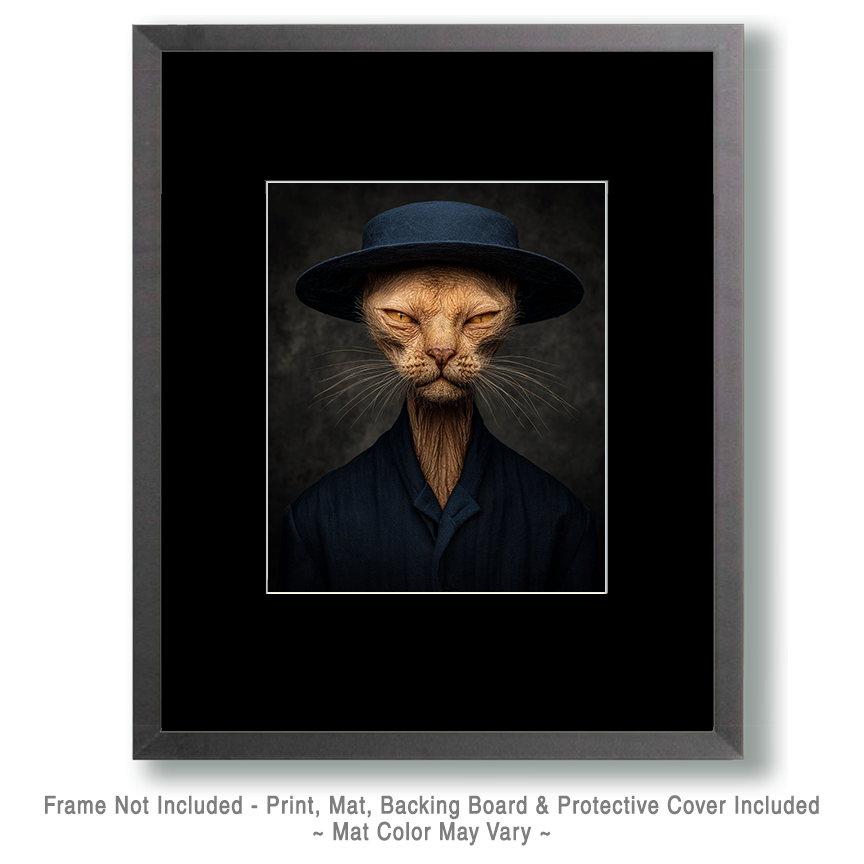 Miller the Wretched Old Cowboy Cat - Matted Art Print for Cabin Wall Art - Image 2