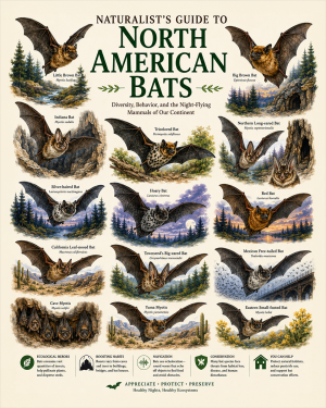 naturalist's guide to north american bats matted art print - bat species identification chart