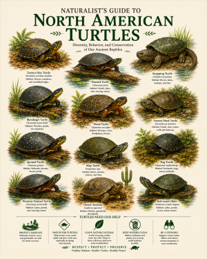 naturalist's guide to north american turtles matted art print - reptile identification nature guide
