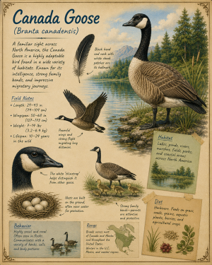 naturalist's notebook page on the canada goose matted art print - waterfowl observation journal print