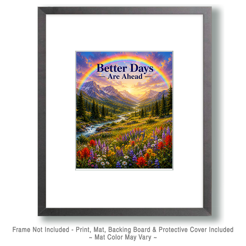 Rainbow Valley Wall Art Matted Art Print - Better Days Are Ahead Inspirational Decor - Image 2