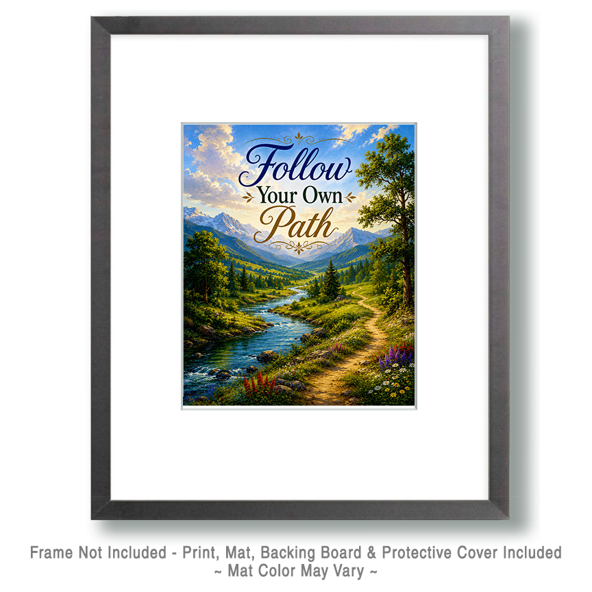 River Valley Wall Art Matted Art Print - Follow Your Own Path Inspirational Decor - Image 2
