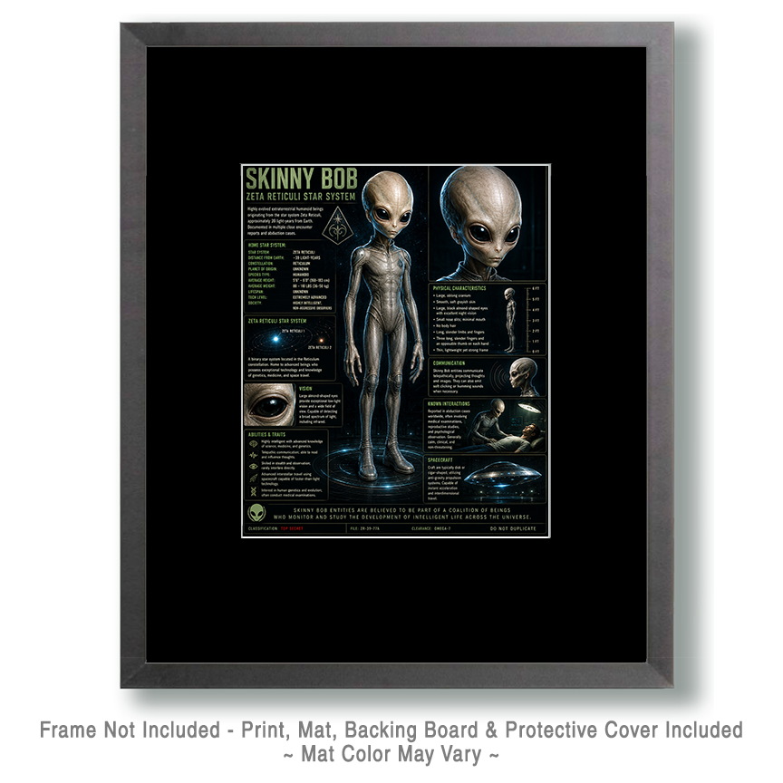 Skinny-Bob-Alien-Footage-Tribute-Matted-Art-Print-Wholesale-Cryptid-Culture-ARt