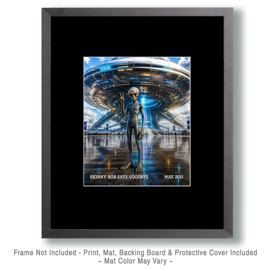 Skinny Bob Goodbye - Alien Matted Art Print - Wholesale Metaphysical Decor - Image 2