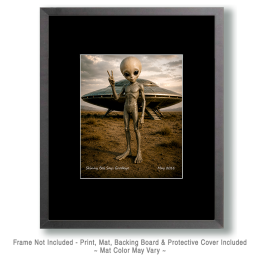Skinny-Bob-Says-Goodbye-Alien-Matted-Art-Print-Wholesale-Metaphysical-Art