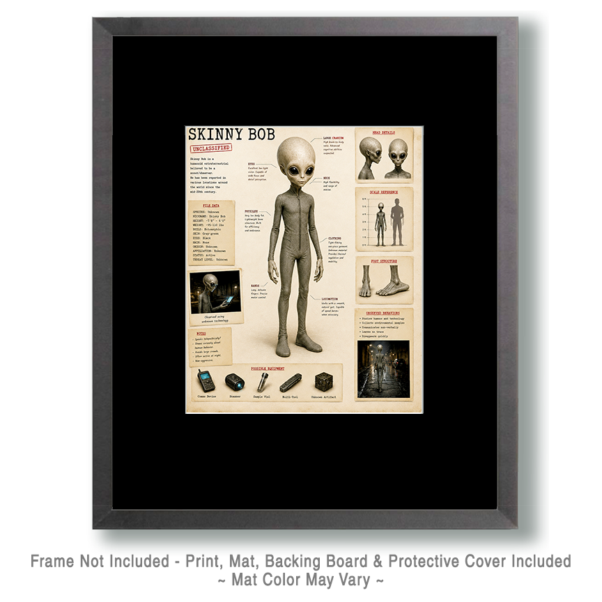 Skinny-Bob-the-Alien-Close-Encounter-Matted-Art-Print-Wholesale-Roswell-Style-Art