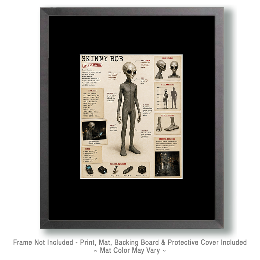 Skinny Bob the Alien Close Encounter Matted Art Print - Wholesale Roswell Style Decor - Image 2