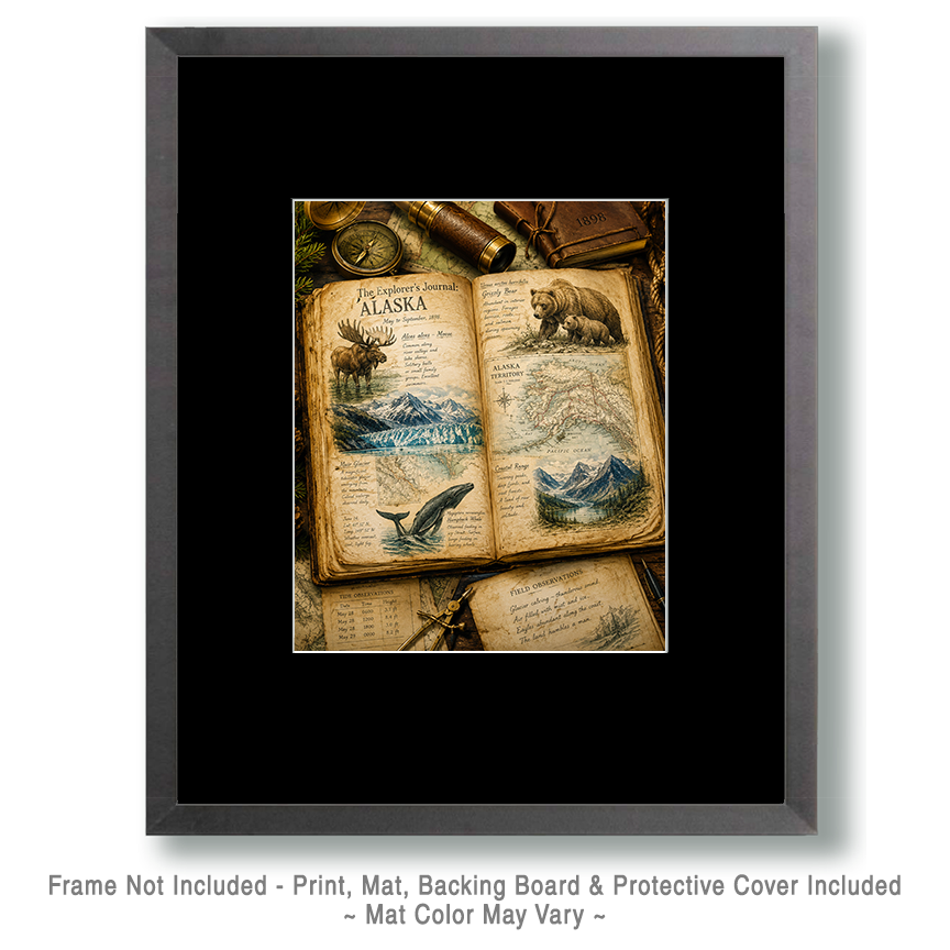 The Explorer's Journal Alaska Matted Art Print - Vintage Naturalist Expedition Art - Image 2