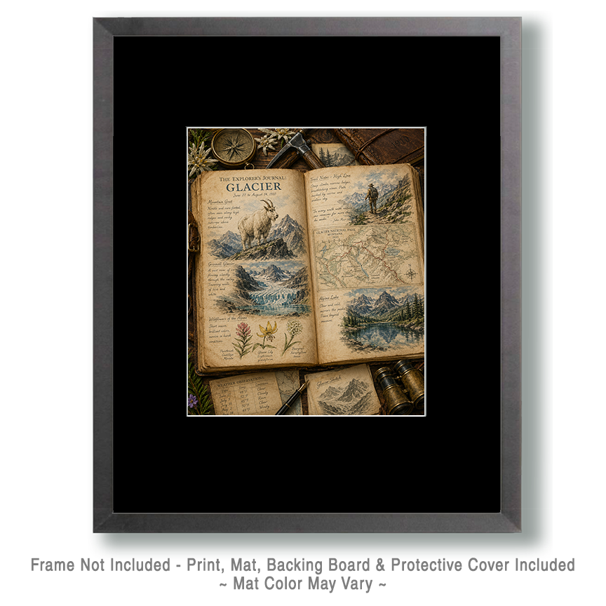The Explorer's Journal Glacier Matted Art Print - Vintage Mountain Expedition Art - Image 2