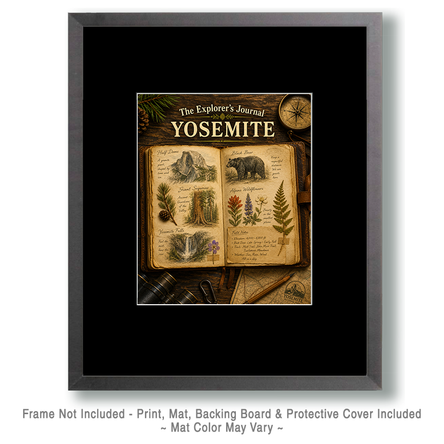 The Explorer's Journal Yosemite Matted Art Print - Vintage Natural History Art - Image 2