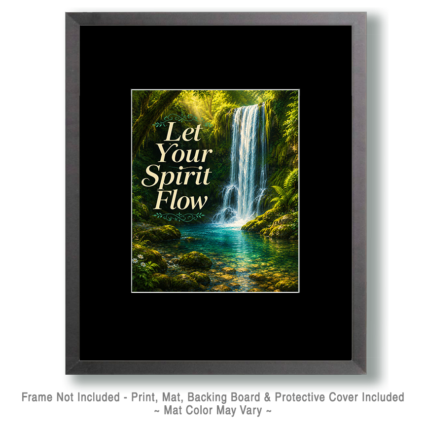 Waterfall Nature Wall Art Matted Art Print - Let Your Spirit Flow Inspirational Decor - Image 2