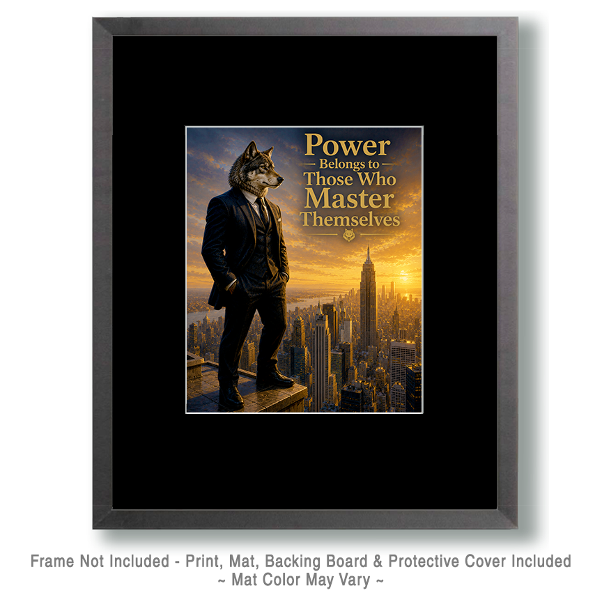 Wolf Leadership Wall Art Matted Art Print - Power Belongs to Those Who Master Themselves Business Inspiration Decor - Image 2