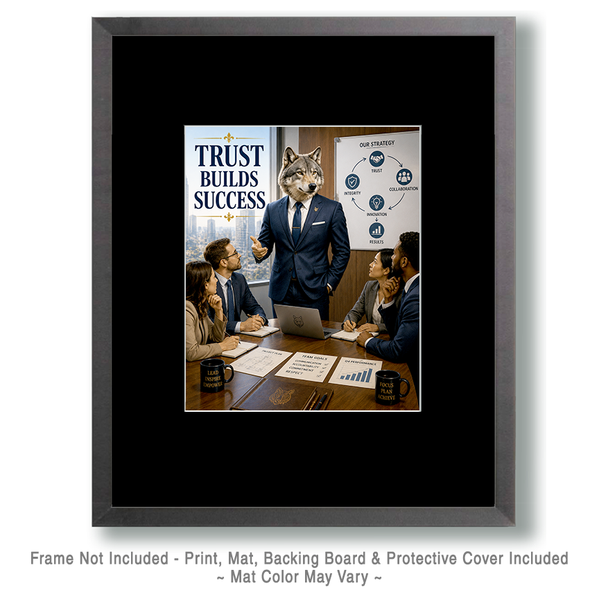 Wolf Manager Wall Art Matted Art Print - Trust Builds Success Office Decor - Image 2