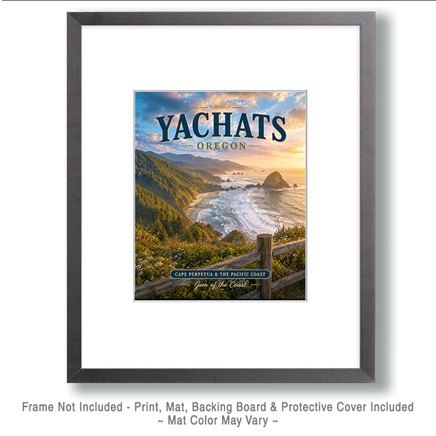 Yachats Oregon Cape Perpetua & Pacific Coastline Matted Print - Wholesale Gem of the Coast Art - Image 2