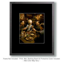 Zeta-Reticuli-Star-System-Alien-Skinny-Bob-Drinking-with-the-KGB-Matted-Art-Print-Wholesale-Gallery-Wall-Artwork